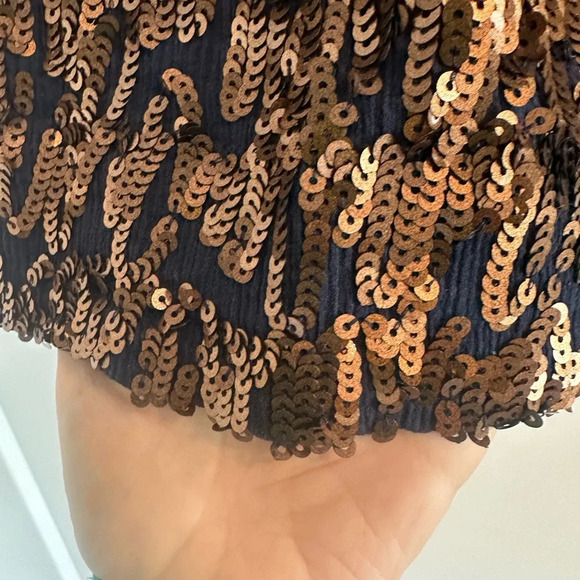 J CREW WOMENS NAVY BLUE WITH COPPER SEQUINS SKIRT - Picture 3 of 7